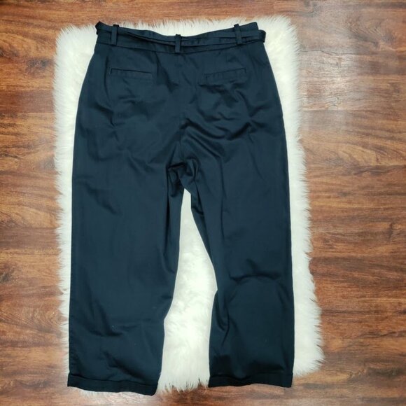 Brooks Brothers Navy Blue Cropped Preppy Paper Bag Pants Women's Size 12 NWOT - Picture 3 of 12